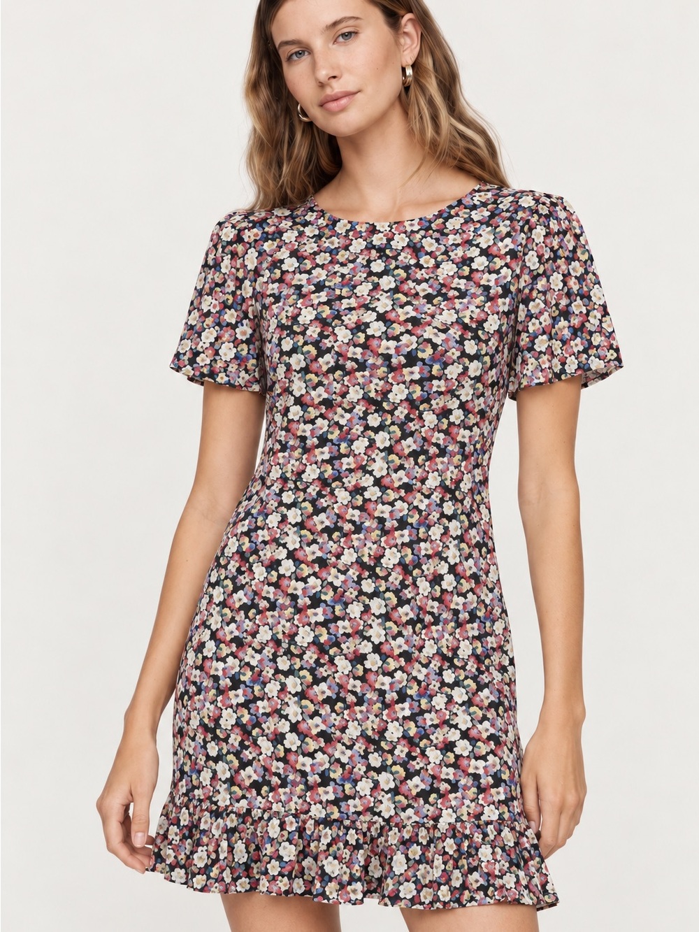 Dress Forum Los Angeles Floral Mini Dress Medium Work Office Ruffle